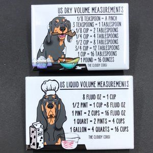 Black Tan Coonhound Dog Kitchen Measuring Magnets
